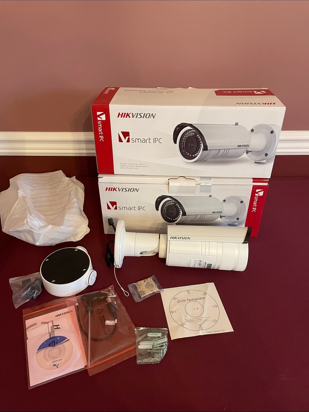 TWO Hikvision White VF IR Bullet Network Camera Boxed Smart IPC